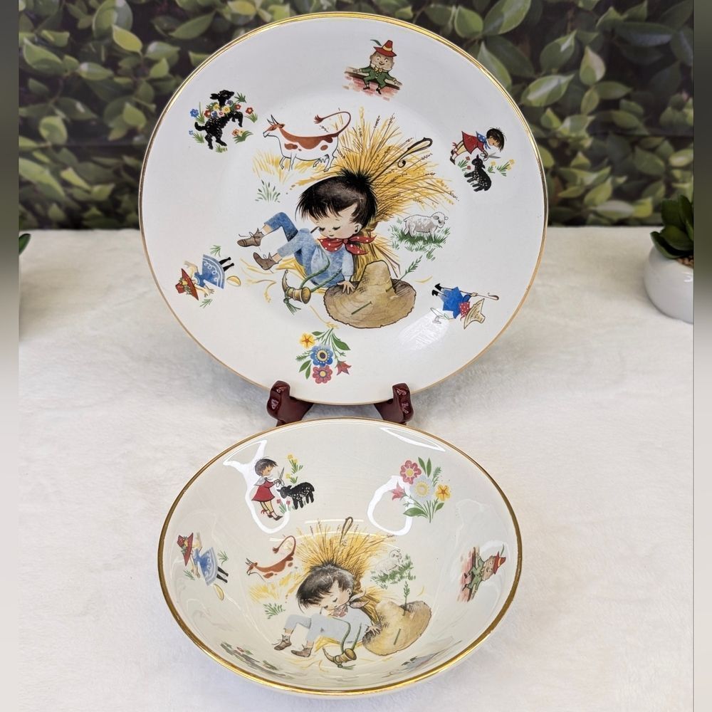 Arklow Republic of Ireland Nursery Rhyme Little Boy Blue Bowl & Plate Set